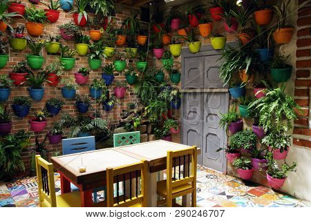 SALENTO, COLOMBIA, AUGUST 17, 2018: Traditional cafeteria in Salento, Colombia, South America
