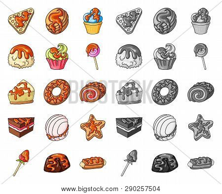 Vector Design Of Dessert And Sweet Logo. Set Of Dessert And Food Vector Icon For Stock.