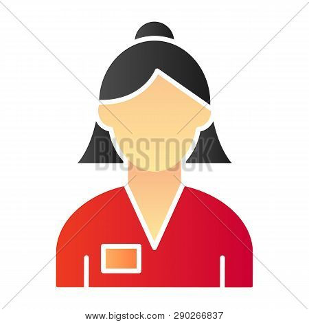 Female Account Manager Flat Icon. Bank Worker Color Icons In Trendy Flat Style. Woman Banker Gradien
