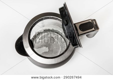 Limescale At The Bottom Of Kettle - Hard Water And Calcium Concept