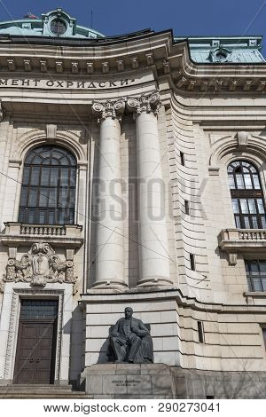 Sofia, Bulgaria - March 7, 2019: Facade Of University Of Sofia St. Kliment Ohridski, Bulgaria