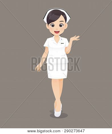 Cartoon Woman Doctor Or Nurse In White Uniform Holding A Clipboard, Sawadee, Smiling Female Nursing 