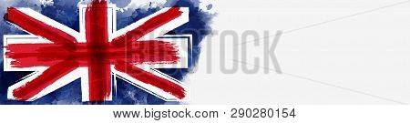 Abstract Flag Of The United Kingdom. Grunge Painted Flag With Watercolor Splashed And Brushed Lines.