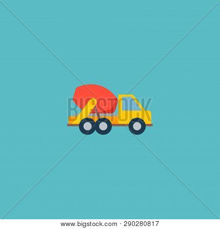 Concrete Mixer Icon Flat Element. Vector Illustration Of Concrete Mixer Icon Flat Isolated On Clean 