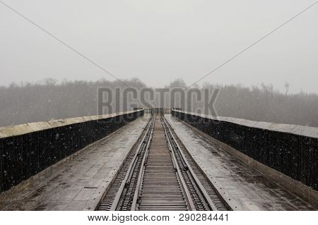 The Kinzua Bridge Skywalk In The Blowing Snow.