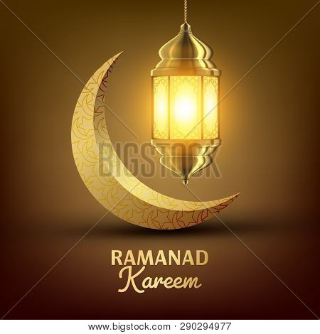 Ramadan Kareem Greeting Card Vector. Islam. Lamp. Lantern Design. Mubarak Night. Ramazan Greeting De