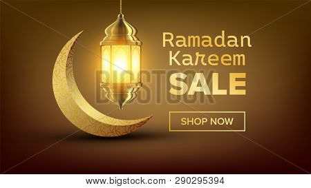 Ramadan Sale Banner Vector. Eid Background. Offer Tag. Big Super Sale. Islamic Poster. Arabic Templa