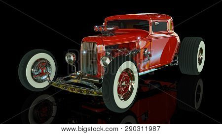 Hot Rod Sports Car. 3d Render Illustration