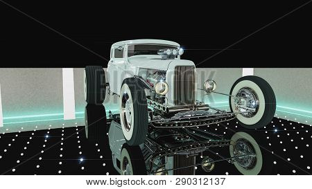 Hot Rod Sports Car. 3d Render Illustration