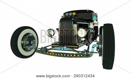 Hot Rod Sports Car. Isolated On White Background. 3d Render Illustration