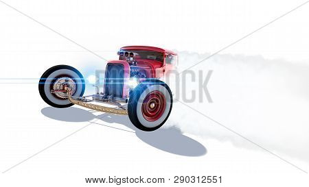 Hot Rod Sports Car. Isolated On White Background. 3d Render Illustration