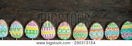 Gingerbread Cookie In The Form Of Color Eggs