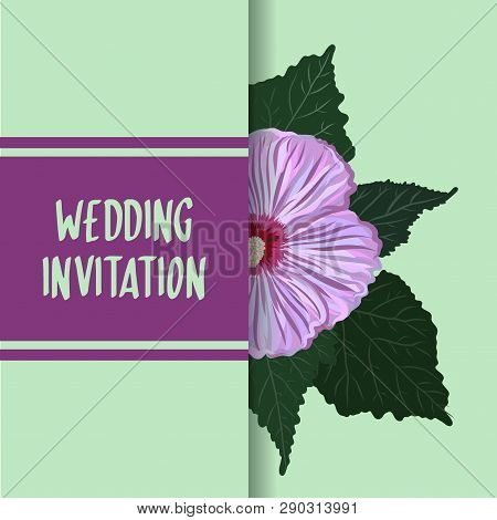 Classic And Refind Wedding Invitation Card With Hibiscus Flower Frame Background, Hand Drawn Floral 