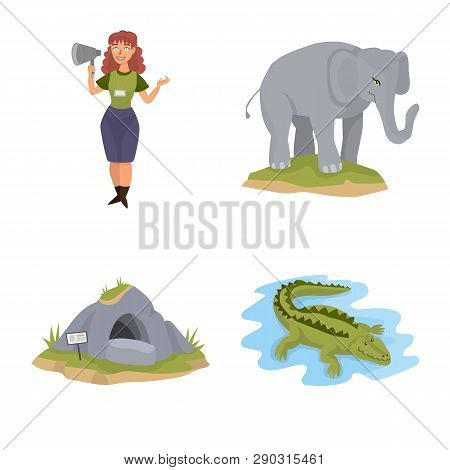 Vector Design Of Zoo  And Park Icon. Collection Of Zoo  And Animal Vector Icon For Stock.