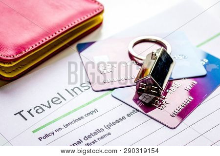 Travel Insurance Application Form On White Desk Background