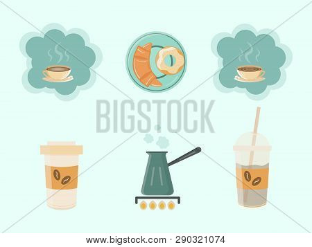 Coffe Elements Set For Your Coffee House. Vector Illustration
