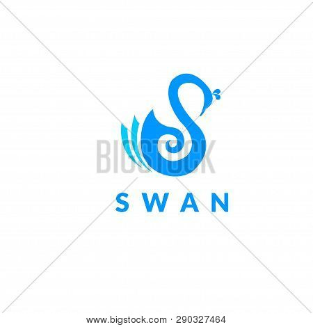 Swan Bird Logo Design- Stock Vector Illustration