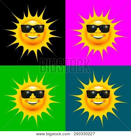 Happy Smiling Sun With Sun Glasses Set