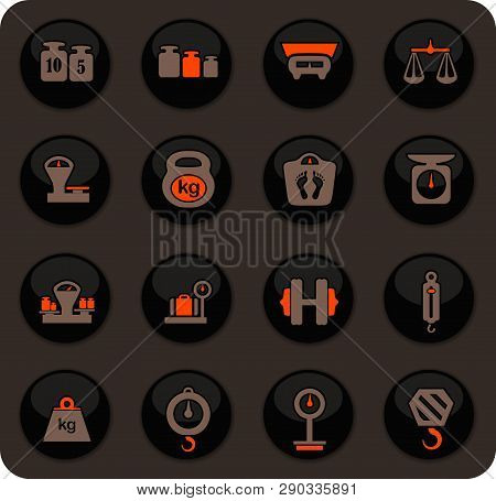 Scales Color Vector Icons On Dark Background For User Interface Design