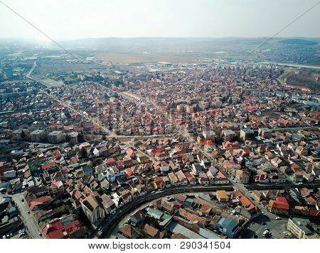 Aerial Shot Of Targu Mures Old City At Daylight