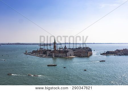 Aerial View Of San Giorgio Magiore Island, Venice From The Bell Tower