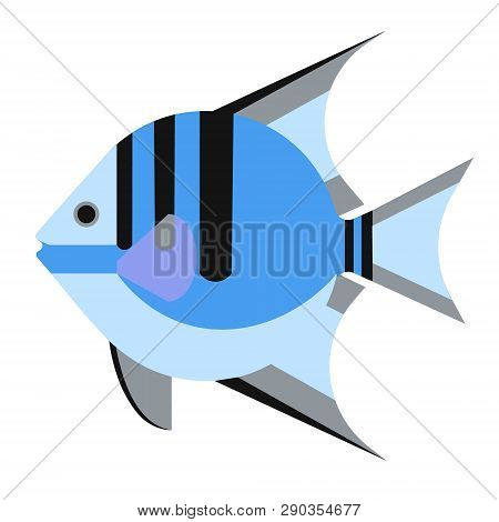 Blue Tropical Fish Flat Illustration Marine Creatures And Underwater World Series