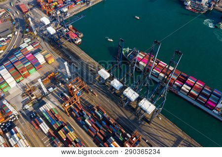 Kwai Tsing, Hong Kong, 12 February 2019:- Top view of Kwai Tsing Container Terminals