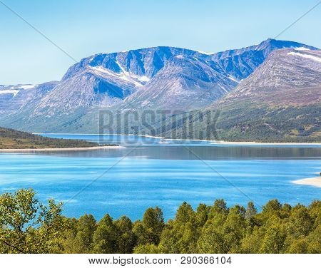 Lake Gjevillvatnet Located Near The Norwegian Town Oppdal