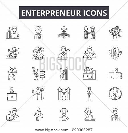 Enterpreneur Line Icons For Web And Mobile Design. Editable Stroke Signs. Enterpreneur  Outline Conc