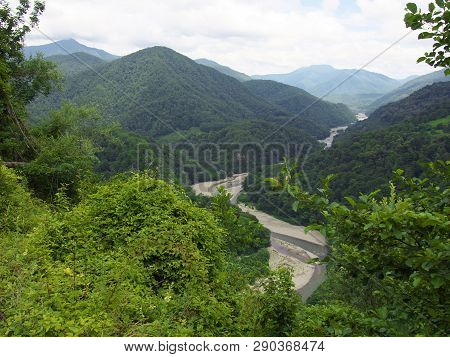 Landscape Of The Valley Of The River Shah, The Area Of The Village Of Dagomys Krasnodar Territory