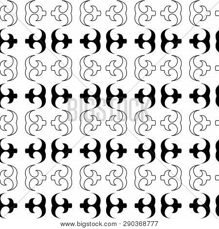 Seamless African Adinkra Pattern - Black And White Digital Art Ritual Symbols And Screen Printing Na