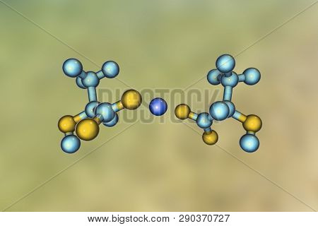 Calcium Lactate Molecule, 3d Illustration, It Is Used In Food Industry As Food Additive E327 And As 