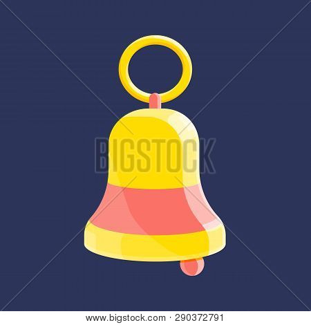 Golden School Bell. Vector Icon In Modern Flat Style