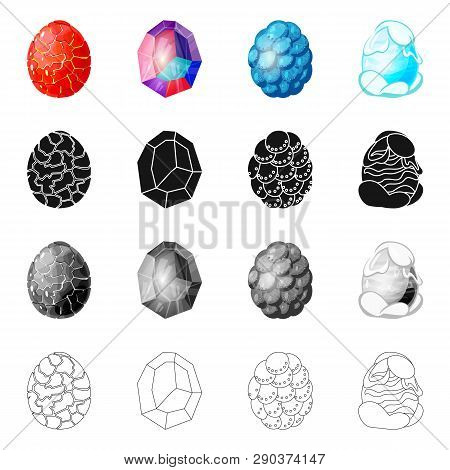 Vector Illustration Of Animal And Prehistoric Symbol. Set Of Animal And Cute  Stock Vector Illustrat