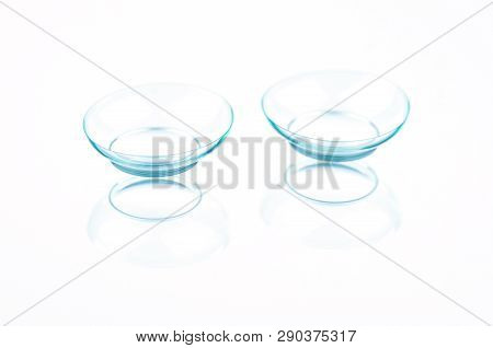 Contact Lenses On A Light Background. Perfectly Retouched Contact Lenses On A Light Grey Background.