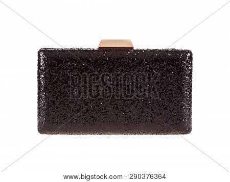 Elegant Women Black Shiny Clutch Has Hard Shape