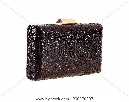Black Elegant Women Sequin Bag Isolated On White