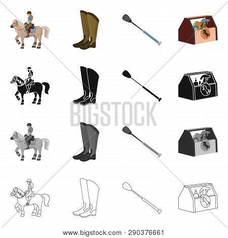 Vector Design Of Equipment And Riding Logo. Set Of Equipment And Competition Stock Symbol For Web.