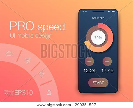 Mobile Phone Application For Analytics. Stock Vector