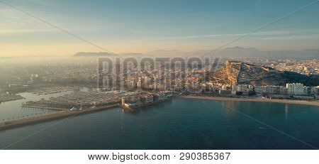 Aerial Photography Drone Point View Alicante Cityscape Above Panorama Main Landmark In City Center S