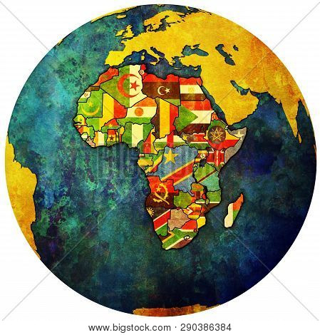 Globe Map With Political Map Of African Union
