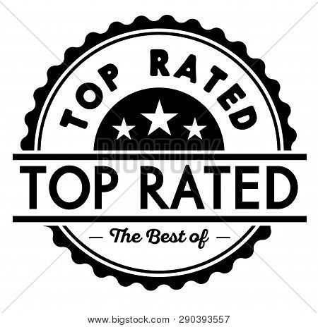 Top Rated Label On White Background Flat Illustration