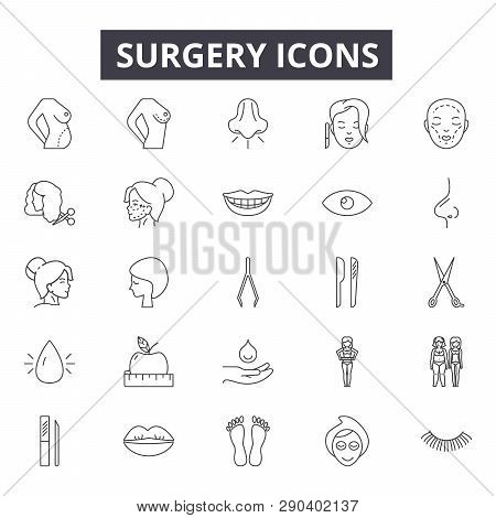 Surgery Line Icons For Web And Mobile Design. Editable Stroke Signs. Surgery  Outline Concept Illust