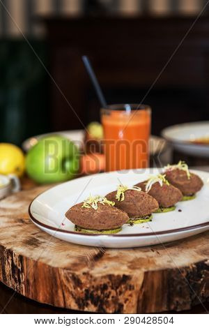 Healthy vegeterian food. Spring vitamin dieting food. Pate from red beans.