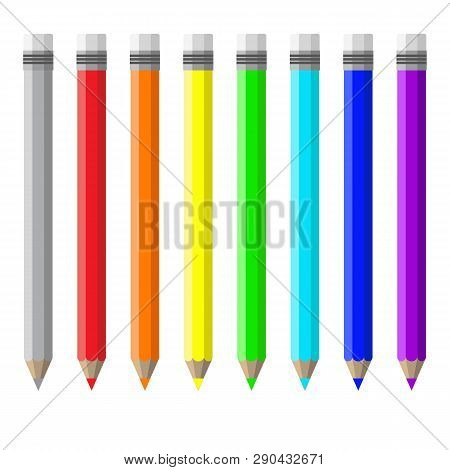 A Set Of Colored Rainbow Color Pencils