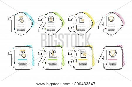 Start Business, Technical Documentation And Tutorials Icons Simple Set. Winner Sign. Launch Idea, Ma