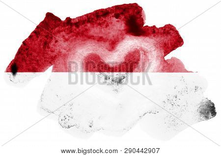 Indonesia Flag  Is Depicted In Liquid Watercolor Style Isolated On White Background