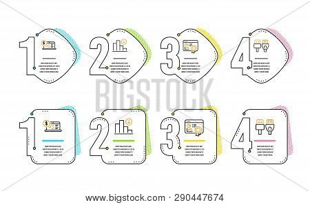 Seo Certificate, Online Accounting And Decreasing Graph Icons Simple Set. Computer Cables Sign. Stat