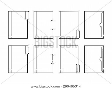 Paper Folder Thin Line Icons. Outlined Archive File Ui Elements.