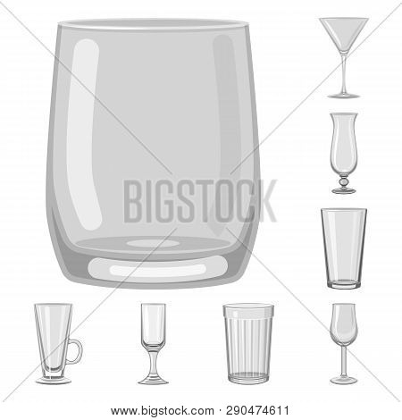 Vector Illustration Of Capacity And Glassware Sign. Set Of Capacity And Restaurant Vector Icon For S